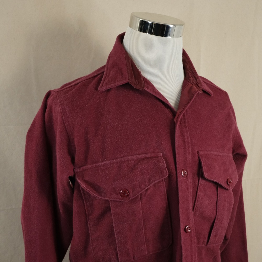 Eddie Bauer Medium Tall Vintage USA Made Chamois Shirt Dark Red Cotton Mens